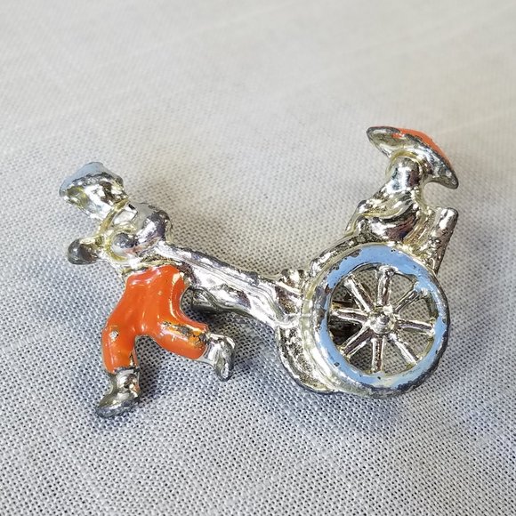Vintage 1940s Rickshaw Enameled Pin - Picture 1 of 7